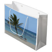 Grand Sac Cadeau Palmier sur la plage (Devant Angle)