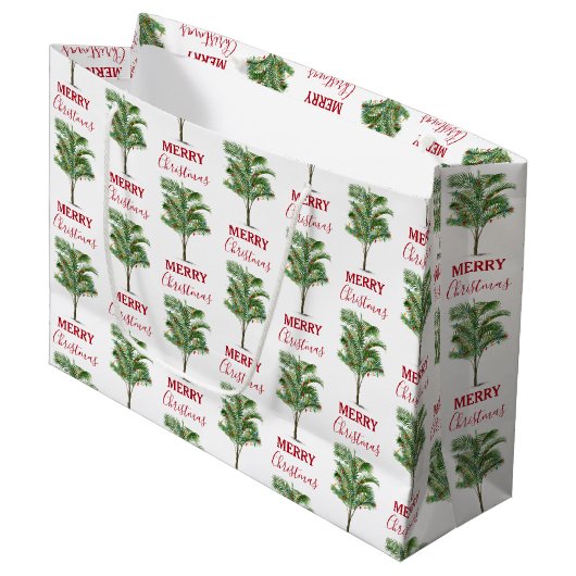 Grand Sac Cadeau Palmier Tropical Noël Arbre de Noël (Devant Angle)
