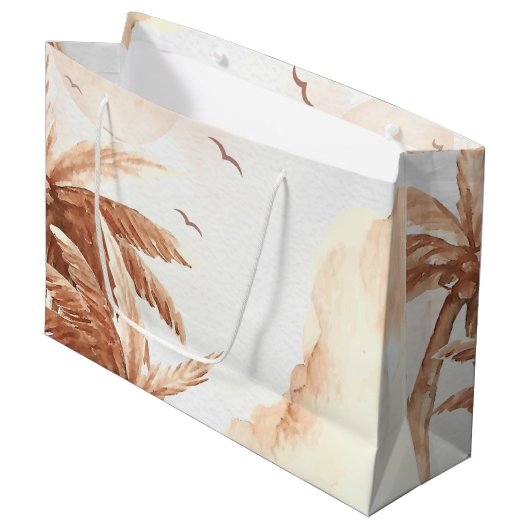 Grand Sac Cadeau Palmier Tropical Rustique (Devant Angle)