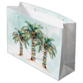 Grand Sac Cadeau Palmiers avec String Lights Beach Noël (Dos Angle)