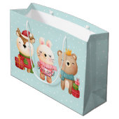 Grand Sac Cadeau Pals de Noël - Rennes, Ours et Lapin (Dos Angle)