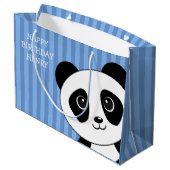 Grand Sac Cadeau Panda Bear avec Bleu Stripes Anniversaire (Dos Angle)