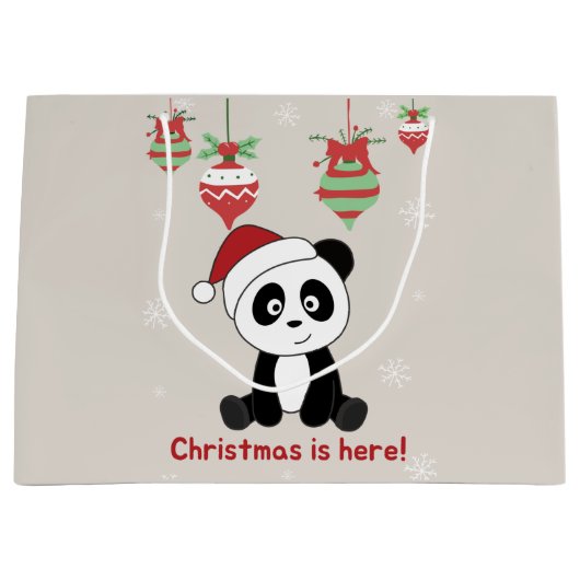 Grand Sac Cadeau Panda Noël Neige Animaux d'hiver Pandas Grand G (Devant)