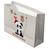 Grand Sac Cadeau Panda Noël Neige Animaux d'hiver Pandas Grand G (Devant Angle)