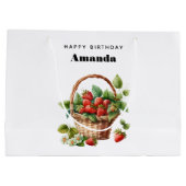 Grand Sac Cadeau Panier mignon rempli de fraises Anniversaire (Dos)