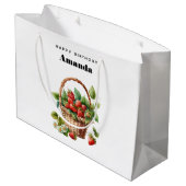 Grand Sac Cadeau Panier mignon rempli de fraises Anniversaire (Dos Angle)