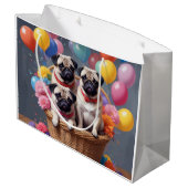 Grand Sac Cadeau Panier rempli de Carlins et de ballons (Dos Angle)