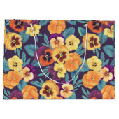 Grand Sac Cadeau Pansies sur violet de prune (Dos)