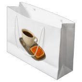 Grand Sac Cadeau Paper bag with an image of coffee and a sandwich (Devant Angle)