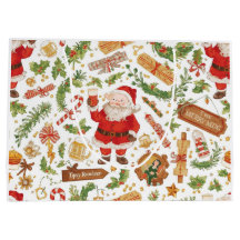 Papier d'emballage de Noël britannique Père Noël