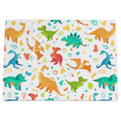 Grand Sac Cadeau Papier Dinosaure Coloré (Devant)