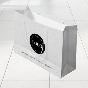 Grand Sac Cadeau Papier gris Kraft Look Logo rond Business Custom L