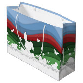 Grand Sac Cadeau Papier lapin de Pâques coupé vert nature printemps (Dos Angle)