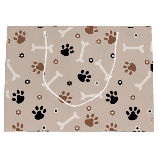 Grand Sac Cadeau Papier motif à envelopper pour chien mignon (Devant)
