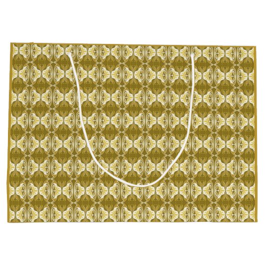 Grand Sac Cadeau Papier peint Art Déco motif - or et blanc (Dos)