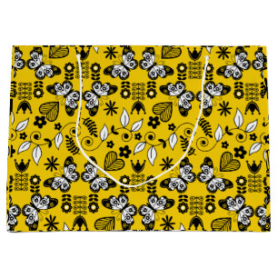 Grand Sac Cadeau Papillon art populaire scandinave