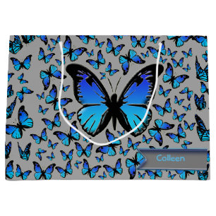 Grand Sac Cadeau papillon bleu