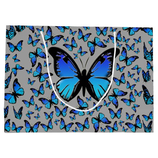 Grand Sac Cadeau papillon bleu (Dos)