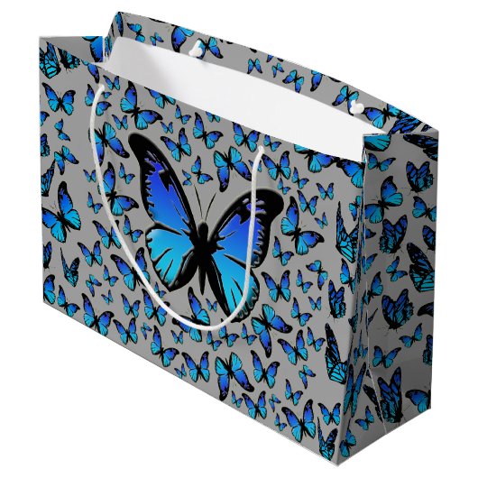 Grand Sac Cadeau papillon bleu (Dos Angle)