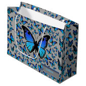 Grand Sac Cadeau papillon bleu (Devant Angle)