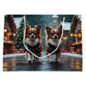 Grand Sac Cadeau Papillon Dogs Christmas Snow Holiday (Devant)