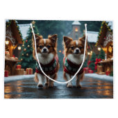 Grand Sac Cadeau Papillon Dogs Christmas Snow Holiday (Dos)