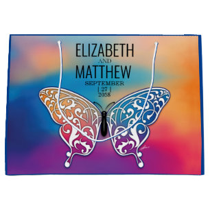 Grand Sac Cadeau Papillon élégant et design de coucher de soleil co