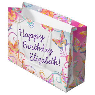 Grand Sac Cadeau Papillon fête d'anniversaire Enfants colorés
