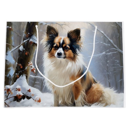 Grand Sac Cadeau Papillon Laisser neiger Noël (Devant)