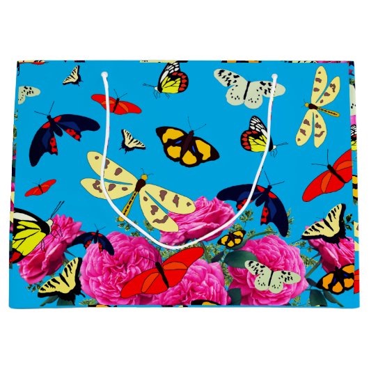 Grand Sac Cadeau Papillon rose (Devant)