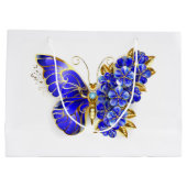 Grand Sac Cadeau Papillon saphir à fleurs (Dos)