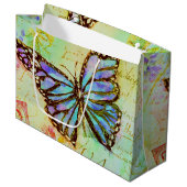Grand Sac Cadeau Papillon sarcelle et violet (Devant Angle)