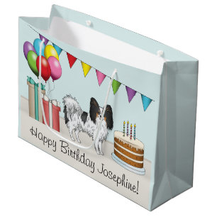 Grand Sac Cadeau Papillon Tricolore Dessin Animé Chien Coloré Anniv