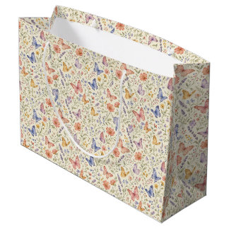 Grand Sac Cadeau Papillons Aquarelle Florales Baby Shower Nuptial