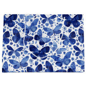 Grand Sac Cadeau Papillons Aquarelle Indigo (Devant)