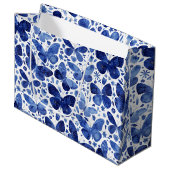 Grand Sac Cadeau Papillons Aquarelle Indigo (Devant Angle)