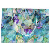 Grand Sac Cadeau Papillons bleu pourpre turquoise (Dos)