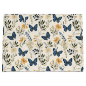 Grand Sac Cadeau Papillons bleus et verdure (Devant)