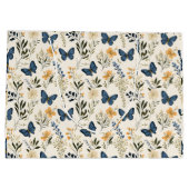 Grand Sac Cadeau Papillons bleus et verdure (Dos)