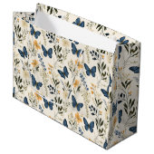 Grand Sac Cadeau Papillons bleus et verdure (Devant Angle)