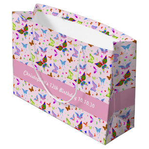 Grand Sac Cadeau Papillons colorés dans le Motif Festif de vol
