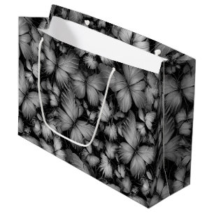 Grand Sac Cadeau Papillons gris Imprimer