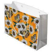 Grand Sac Cadeau Papillons Jézabel et fleurs marguerites (Dos Angle)