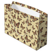 Grand Sac Cadeau Papillons Monarque sur Jaune (Dos Angle)
