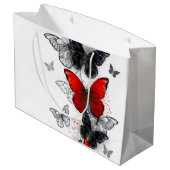 Grand Sac Cadeau Papillons noirs et rouges volants (Dos Angle)