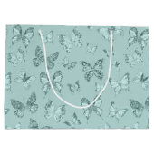 Grand Sac Cadeau Papillons Vert Menthe Pastel Pailleté Luxe (Dos)