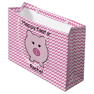 Grand Sac Cadeau Pâques de porc rose~ mignonne fille Kawaii