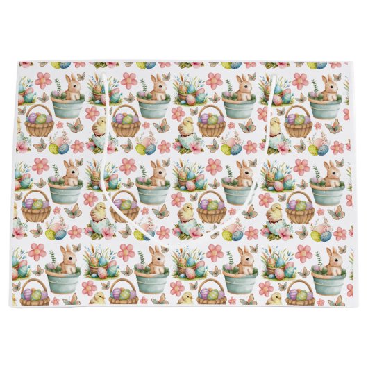 Grand Sac Cadeau Pâques, printemps (Devant)