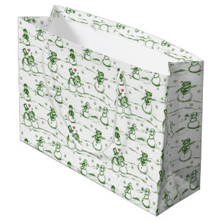 Grand Sac Cadeau Parade des neiges toile - vert