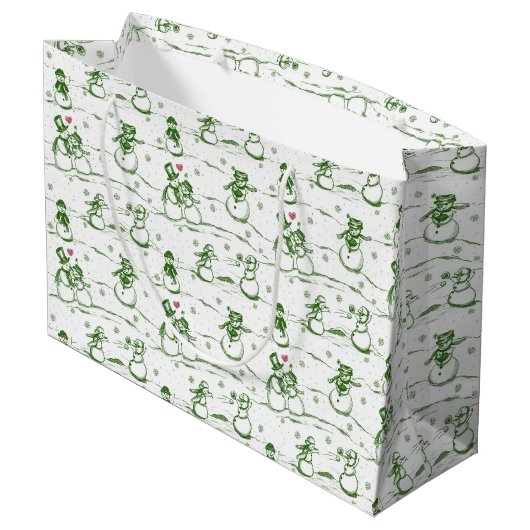 Grand Sac Cadeau Parade des neiges toile - vert (Dos Angle)